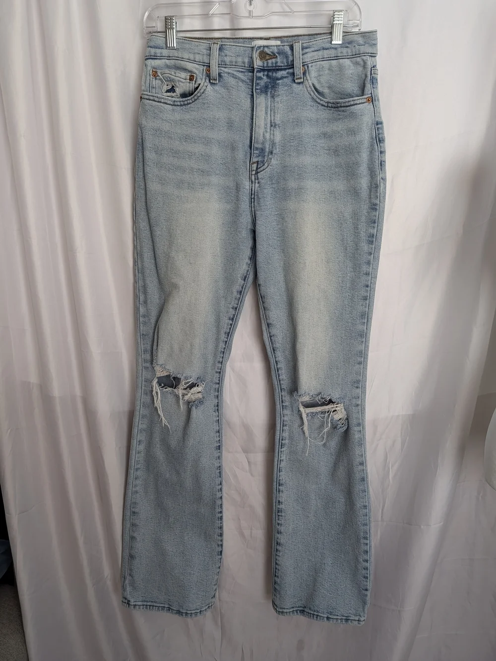 pistola Dana Light Blue High-Rise Distressed Flare Jeans Size 29
